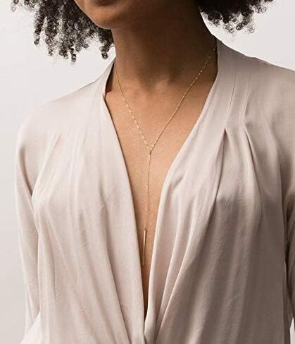 Dcfywl731 Minimal Dainty Gold Plated Dangle Earrings Layered Bar Pendant Neckalce Gold Long Y-Necklace Gold Earrings and Necklaces Set Delicate Lariat Chain Jewelry for Women in Saudi Arabia