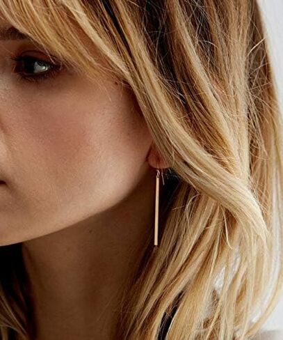 Dcfywl731 Minimal Dainty Gold Plated Dangle Earrings Layered Bar Pendant Neckalce Gold Long Y-Necklace Gold Earrings and Necklaces Set Delicate Lariat Chain Jewelry for Women in Saudi Arabia