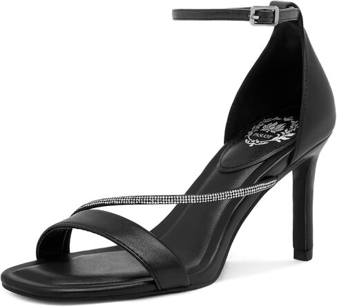 Pasuot Strappy Heels for Women - Open Square Toe Sparkly Stiletto Heel, Rhinestone Straps High Heeled Sandals for Party Prom Homecoming Office Wear, Gold Silver Black Nude, Not for Wide Feet in Kuwait