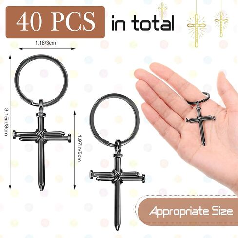 20 Pcs Bulk Christian Gifts 3 Nail Cross Stainless Steel Faith Cross Keychain for Religious Inspirational Favors(Black,Retro Style) in Kuwait