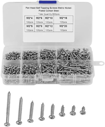 800PCS M2 Self Tapping Screw Cross,8 Sizes Cross Countersunk Self-Tapping Screw,Small Screws Cross Head Selftapping Bolts Assortment Kit Used in Energy, Electronics in Saudi Arabia