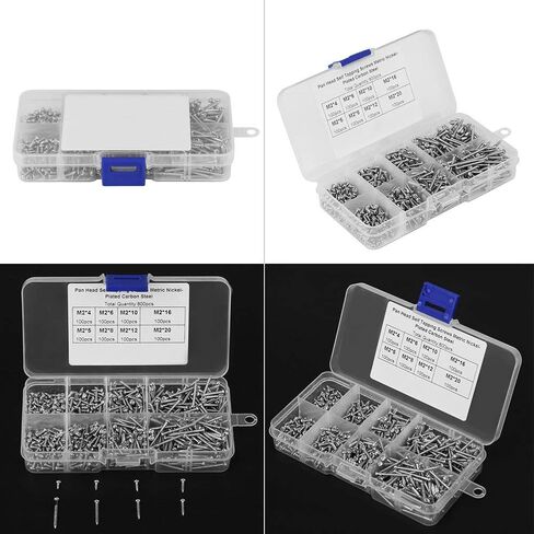 800PCS M2 Self Tapping Screw Cross,8 Sizes Cross Countersunk Self-Tapping Screw,Small Screws Cross Head Selftapping Bolts Assortment Kit Used in Energy, Electronics in Saudi Arabia