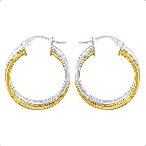 Ritastephens Sterling Silver Gold Plated Two-Tone Polished Intertwined Hoop Earrings (Small, Regular, Large) in Saudi Arabia