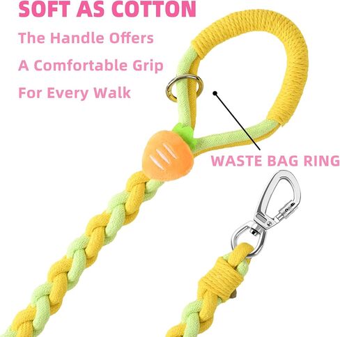 Handmade 4ft Braided Cotton Dog Leash,Durable and Stylish, Ideal for Medium to Large Dogs, Black in Kuwait