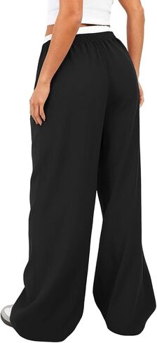 Women Pajama Pants Striped Wide Leg Elastic Waist Lounge Pj Bottoms Sleepwear in Saudi Arabia