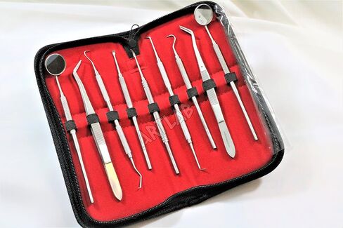 German Dental Scaler Pick Set of 9PCS Dental Hygiene- Dental Mirror, Pliers, Scraper, Probe, ETC (CYNAMED) in Kuwait