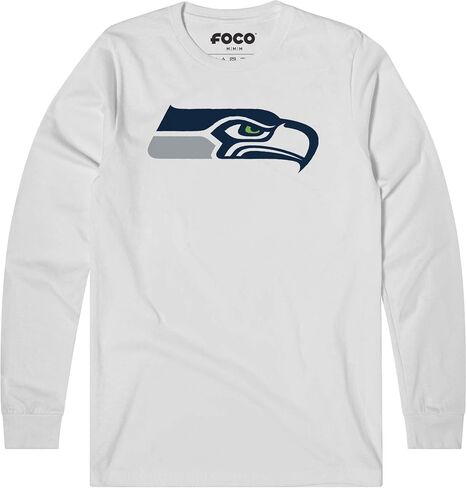 Foco Men NFL Team White Primary Logo T-Shirt Long Sleeve T-Shirt in Saudi Arabia