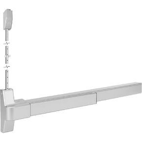 IRONWALLS Surface Vertical Rod Panic Bar, Black 27.5' Commercial Door Push Bar Exit Device with Single Point Top Latching, Steel Emergency Exit Door Lock for 27'-41' Wide Doors in Saudi Arabia