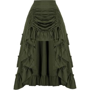 Scarlet Darkness Women's 2024 Summer Skirt Gothic Steampunk Skirt Victorian High-Low Bustle Skirt in Kuwait