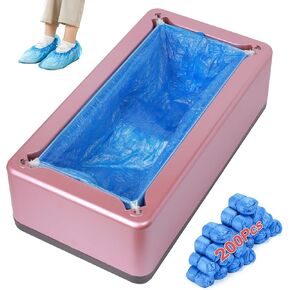 Automatic Shoe Cover Dispenser with 200pcs Disposable Non-Slip Covers – Manual Step-On Shoe Cover Machine, No Power Required, Easy to Use for Home, Office, Clinic, Indoor Use – Pink in Saudi Arabia