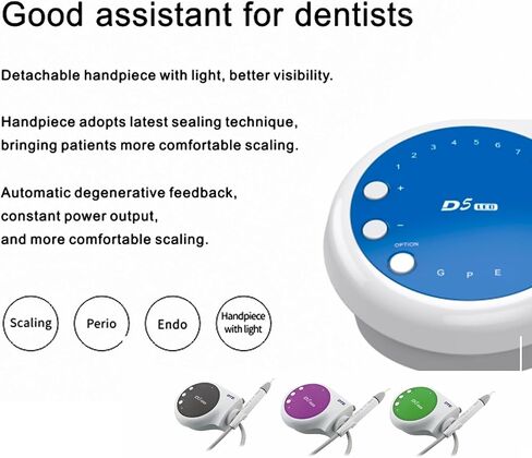 DTE D5 LED بالموجات فوق الصوتية Piezo Scaler 6 نصائح ، تباع من قبل JMU (الأزرق) in Kuwait