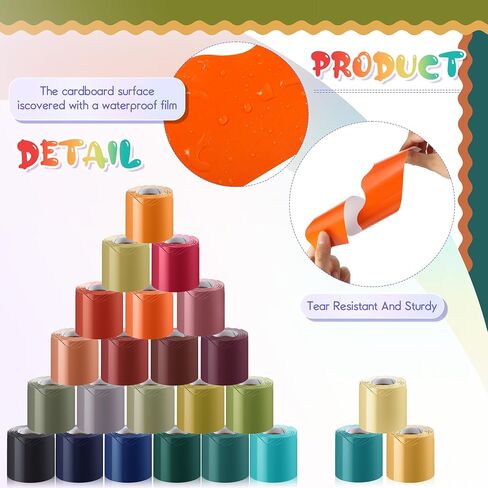TaoBary Scalloped Bulletin Board Borders Set - 24 Rolls 944.9 ft Scalloped Rolled Trim Board Border Decorations for Office School Teachers Classroom Decor DIY Posters Birthday Party(Rainbow Color) in Saudi Arabia