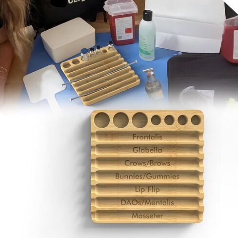 Aesthetic Practitioner Syringe Tray with Vial Holder, Bamboo Vial Holder Syringe Tray for 2-in-1 Combination, Syringe Storage Organizer for Aesthetic Practitioners and Small Vial Racks in Saudi Arabia