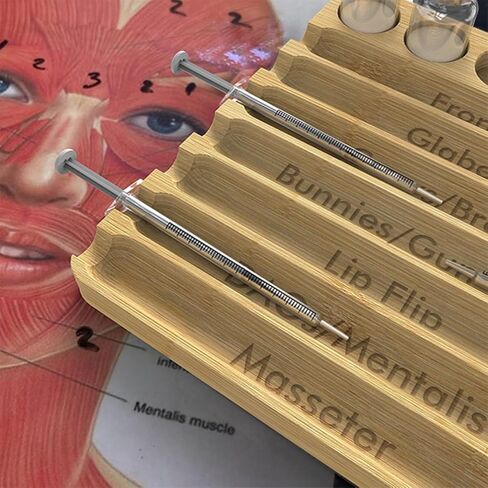 Aesthetic Practitioner Syringe Tray with Vial Holder, Bamboo Vial Holder Syringe Tray for 2-in-1 Combination, Syringe Storage Organizer for Aesthetic Practitioners and Small Vial Racks in Saudi Arabia