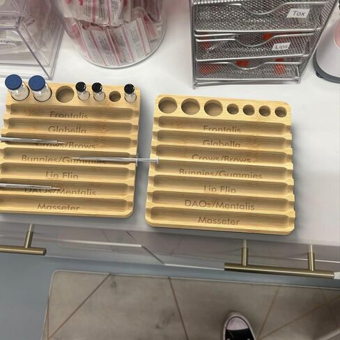 Aesthetic Practitioner Syringe Tray with Vial Holder, Bamboo Vial Holder Syringe Tray for 2-in-1 Combination, Syringe Storage Organizer for Aesthetic Practitioners and Small Vial Racks in Saudi Arabia