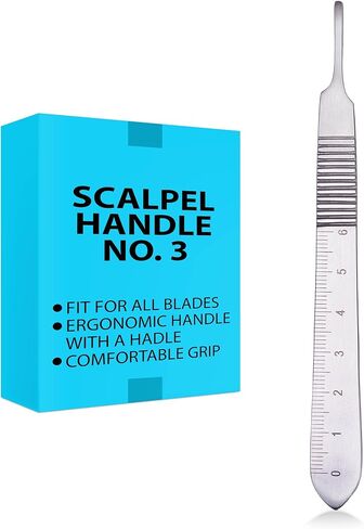 Bard Parker Scalpel Handle, Autoclaveable 12.5 cm German Stainless Steel Surgical Scalpel Handles with Ruler for 10-17 Dermaplaning Scalpel Blades (Handle No. 3, Pack of 1) in Kuwait