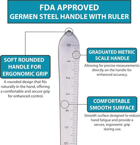 Bard Parker Scalpel Handle, Autoclaveable 12.5 cm German Stainless Steel Surgical Scalpel Handles with Ruler for 10-17 Dermaplaning Scalpel Blades (Handle No. 3, Pack of 1) in Kuwait