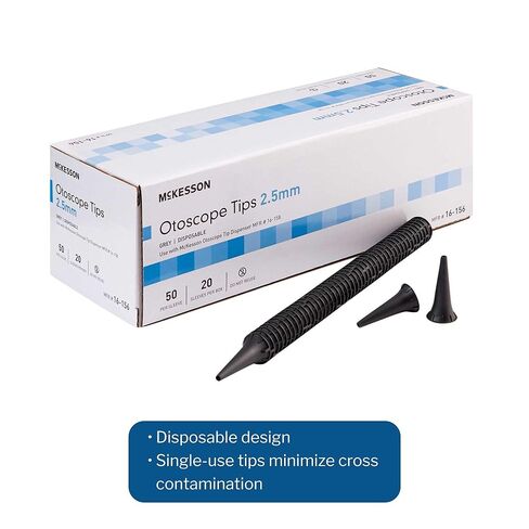 McKesson Otoscope Tips, Ear Speculum, Disposable, 2.5 mm, Gray, 1000 Count, 1 Pack in Saudi Arabia