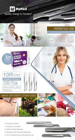 10r Blades Dermaplaning 0.7mm Extra Wide Pack of 100 Surgical Blades 10r, Size 10r Scalpel Blades, High Carbon Steel Dermablade Dermaplane Blades 10r Individually Wrapped Disposable 10r Blade Sterile in Kuwait