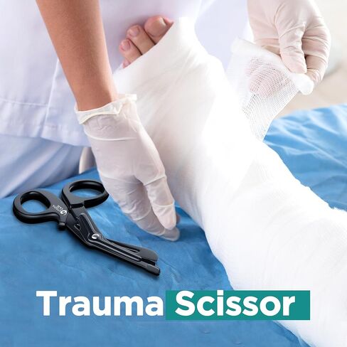 حزمة مقصات طبية في يوتوبيا من 2 ، مقصات الصدمة من الفولاذ المقاوم للصدأ EMT للممرضات ، مقص ضمادة مع شفرات من الفولاذ المقاوم للصدأ ، جميع المقصات الجراحية الغرض ، الأسود in Kuwait