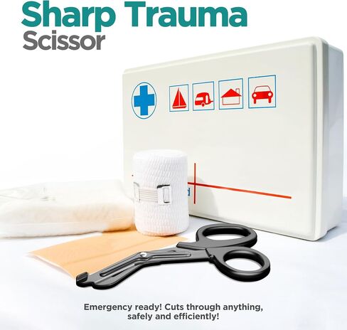 حزمة مقصات طبية في يوتوبيا من 2 ، مقصات الصدمة من الفولاذ المقاوم للصدأ EMT للممرضات ، مقص ضمادة مع شفرات من الفولاذ المقاوم للصدأ ، جميع المقصات الجراحية الغرض ، الأسود in Kuwait