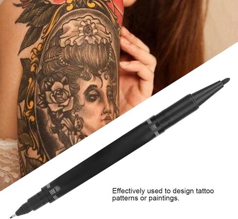 Joyzan Marking Pen, Double End Marker Piercing Positioning Marker Tool Removable Markers Aesthetic Procedures Surgical Stencil Sites Bold Tip Scribe Piercing Positioning Art Men Women 10pcs Black in Saudi Arabia