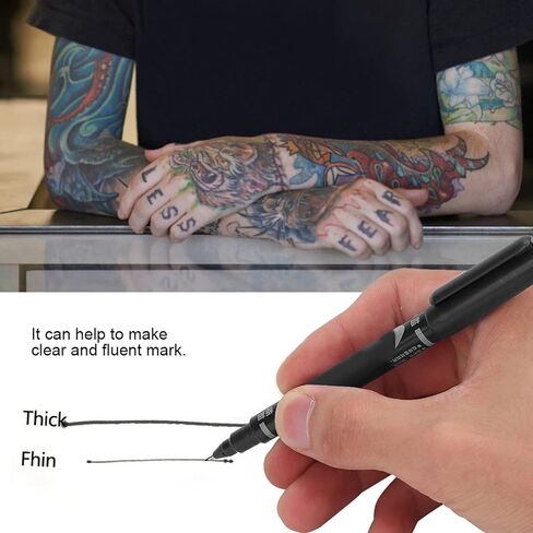 Joyzan Marking Pen, Double End Marker Piercing Positioning Marker Tool Removable Markers Aesthetic Procedures Surgical Stencil Sites Bold Tip Scribe Piercing Positioning Art Men Women 10pcs Black in Saudi Arabia