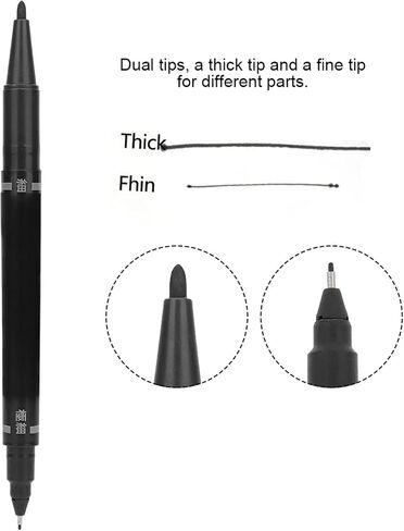 Joyzan Marking Pen, Double End Marker Piercing Positioning Marker Tool Removable Markers Aesthetic Procedures Surgical Stencil Sites Bold Tip Scribe Piercing Positioning Art Men Women 10pcs Black in Saudi Arabia