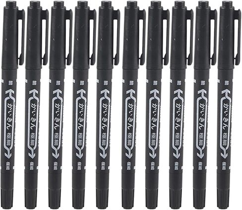 Joyzan Marking Pen, Double End Marker Piercing Positioning Marker Tool Removable Markers Aesthetic Procedures Surgical Stencil Sites Bold Tip Scribe Piercing Positioning Art Men Women 10pcs Black in Saudi Arabia