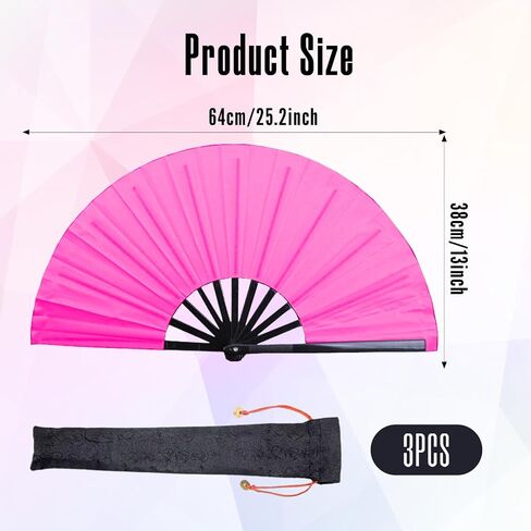3 Pcs Large Folding Popping Fan Line Dancing Fan, Foldable Boots on The Ground Hand Fan, Big Handheld Line Dance Clap Fans (Blue) in Saudi Arabia