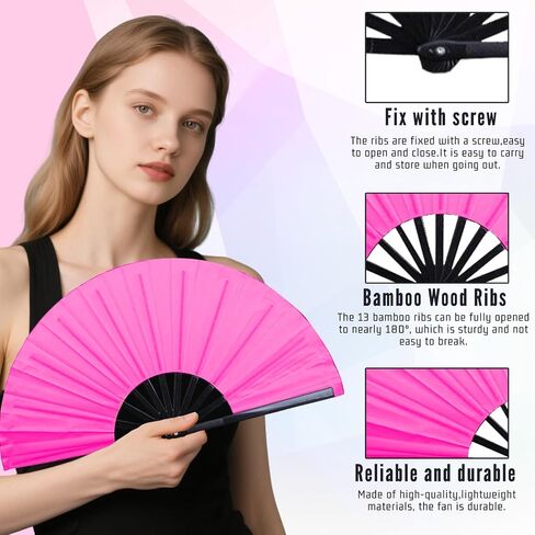 3 Pcs Large Folding Popping Fan Line Dancing Fan, Foldable Boots on The Ground Hand Fan, Big Handheld Line Dance Clap Fans (Blue) in Saudi Arabia