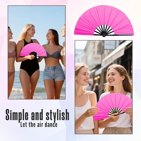 3 Pcs Large Folding Popping Fan Line Dancing Fan, Foldable Boots on The Ground Hand Fan, Big Handheld Line Dance Clap Fans (Blue) in Saudi Arabia