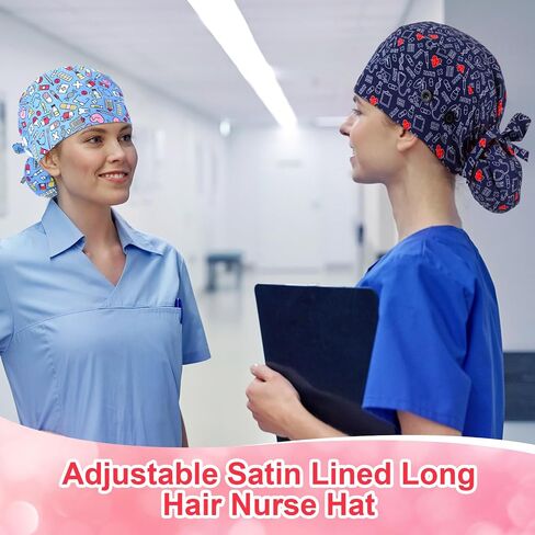 9 Pcs Satin Lined Nurse Cap Adjustable Working Cap with Button and Sweatband Cotton Working Hats Surgical Caps for Women CNA Week Scrubs Nurse Hats for Women Men Medical Doctor Multicolor in Saudi Arabia