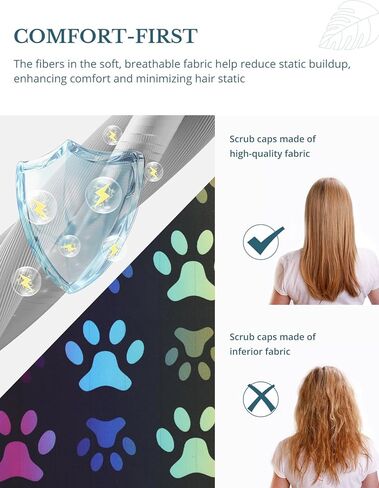 قبعة فرك ذيل الحصان للنساء-غطاء جراحي قوس قزح الأسود مع الأزرار ، والتعرق والطباعة على الوجهين ، وقبعة جراحية قابلة للتعديل للنساء لتأمين شعر طويل ويساعد على تقليل تراكم ثابت in Kuwait