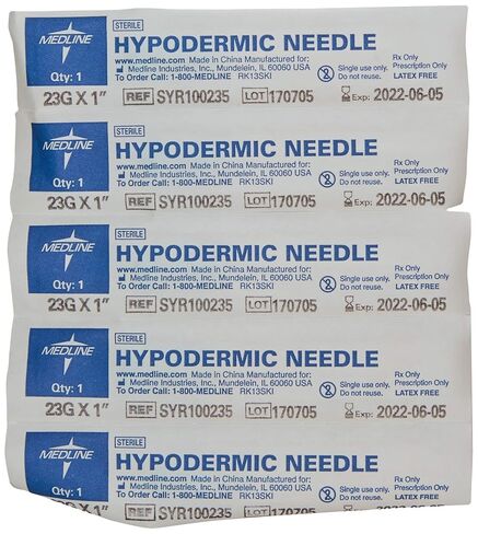 Medline Standard Hypodermic Needles, 23G x 1-Inch Regular Bevel, Needles Only, Box of 100 Each in Kuwait