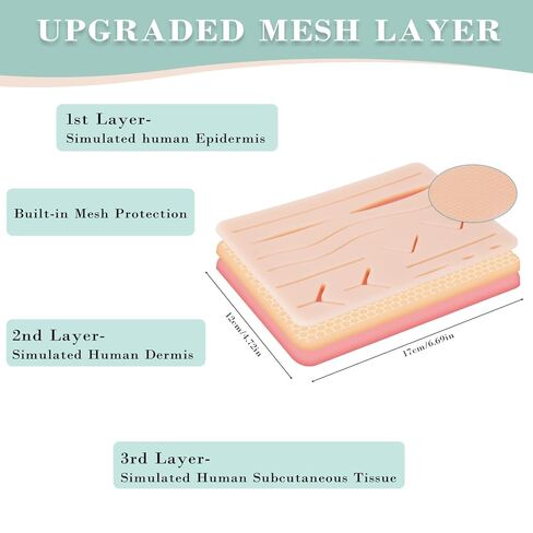 Suture Practice Kit for Med/Vet Student-Free Video Tutorial Suture Course-Highest Quality Mesh Reinforced Suture Pad-All in One Practice Suture Kit w/Scissors, Suture Removal Kit in Saudi Arabia