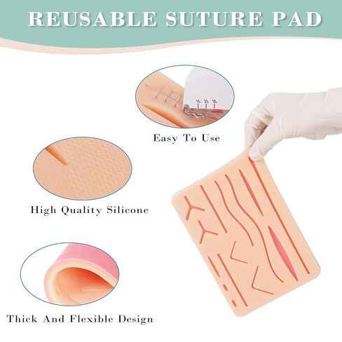 Suture Practice Kit for Med/Vet Student-Free Video Tutorial Suture Course-Highest Quality Mesh Reinforced Suture Pad-All in One Practice Suture Kit w/Scissors, Suture Removal Kit in Saudi Arabia