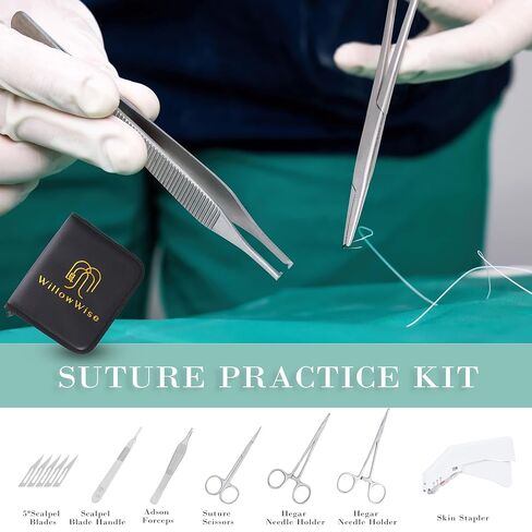 Suture Practice Kit for Med/Vet Student-Free Video Tutorial Suture Course-Highest Quality Mesh Reinforced Suture Pad-All in One Practice Suture Kit w/Scissors, Suture Removal Kit in Saudi Arabia