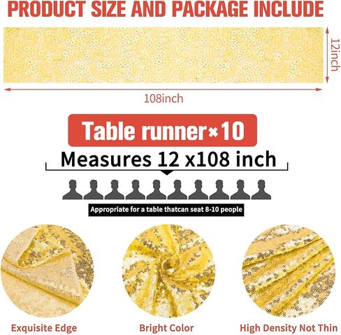 10 Park Sequin Table Runners Rose Gold 12 X 108 Inch Glitter Rose Gold Tables Sparkle Table Covers for Holiday Wedding Birthday Christmas Wedding Birthday in Saudi Arabia