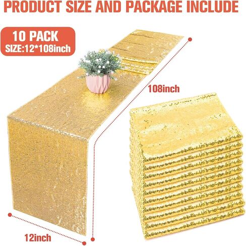 10 Park Sequin Table Runners Rose Gold 12 X 108 Inch Glitter Rose Gold Tables Sparkle Table Covers for Holiday Wedding Birthday Christmas Wedding Birthday in Saudi Arabia