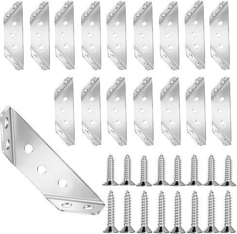 18-Pack L Shape Corner Brackets, Stainless Steel Metal Angle Braces for Wood Furniture, Heavy Duty Black 2 inch Shelf Bracket with Long Screws for Household Project (L Shape Black) in Kuwait