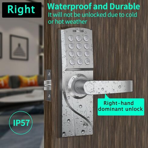 Door Lock with Keypad, Digital Smartcode for Front Door, Commercial Keyless Entry with Handle for Bedroom, Office, and House Rental, Silvery (Left Hand) in Kuwait