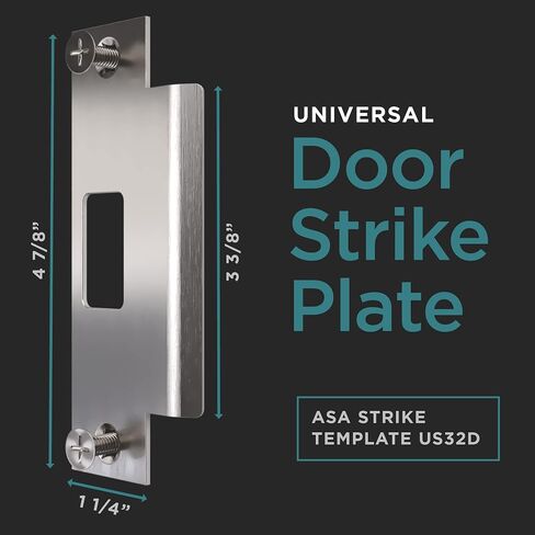 NYCO - Universal Door Strike Plate 4 7/8 "× 3 3/8" × 1 1/4 " - لوحة باب Deadbolt Plate Door - زاوية مستديرة - Steel مع اللوحات السوداء - Strike Plates (Black US1) in Kuwait