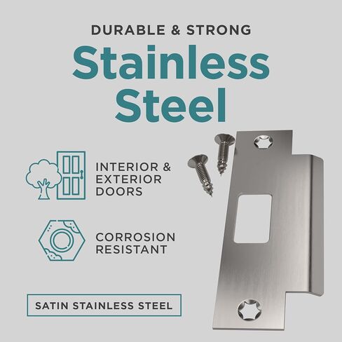 NYCO - Universal Door Strike Plate 4 7/8 "× 3 3/8" × 1 1/4 " - لوحة باب Deadbolt Plate Door - زاوية مستديرة - Steel مع اللوحات السوداء - Strike Plates (Black US1) in Kuwait