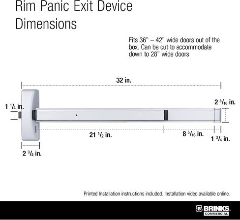Brinks Commercial Rim Panic Exit Device ، Matte Black - UL Assored Expware للأبواب التجارية in Saudi Arabia