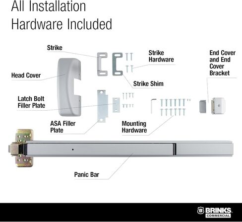 Brinks Commercial Rim Panic Exit Device ، Matte Black - UL Assored Expware للأبواب التجارية in Saudi Arabia
