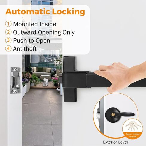 BEAMNOVA 32 in 2-in-1 Commercial Door Push Bar Panic Exit Device Exterior Lever Allen Key Lock Set Roller Strike Plate End Cap, for 32.5 to 47.2 inches Wide Door, Black in Kuwait