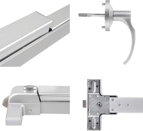 Stainless Steel Commercial Door Push Bar Panic Exit Device with Exterior Lever Emergency Lock and 2 Keys - Fits 28"-36" Wood & Metal Doors Silver in Kuwait