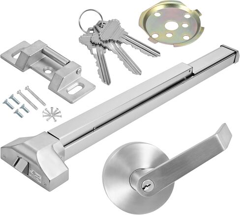 304 Stainless Steel Push Bar Panic Exit Device with Exterior Lever Handle, UL10C & ANSI Grade 1 Certified, Emergency Exit Door Hardware for Commercial Safety & Durability in Saudi Arabia