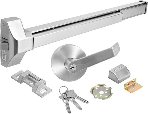 304 Stainless Steel Push Bar Panic Exit Device with Exterior Lever Handle, UL10C & ANSI Grade 1 Certified, Emergency Exit Door Hardware for Commercial Safety & Durability in Saudi Arabia